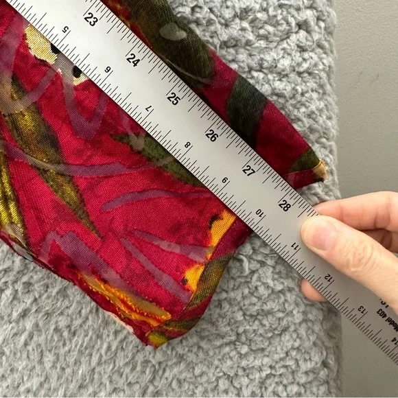 Chico's Long Sleeve Floral Button Up Linen Blend Tropical Artsty Red Women's 2 L - Picture 7 of 8